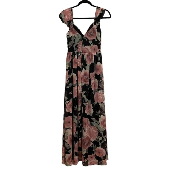 Lulus Give Me Amore Black and Pink Floral Print Maxi Dress, New With Tags - Picture 7 of 12